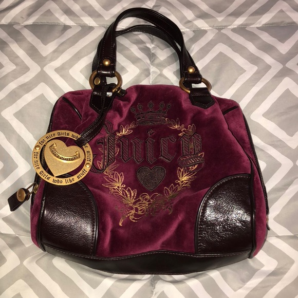 Juicy Couture Handbags - Juicy Couture | Maroon Velvet Handbag